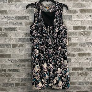 Leifsdottir Anthropologie Size 10 Silk Feather Print Faux Wrap Dress